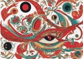 generative AI, Abstract mystical red eyeball eye illustration background