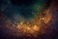 Generative AI: Abstract paint background with dark gold and blue grunge texture Royalty Free Stock Photo