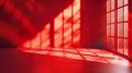 Generative AI Abstract red studio background for product presentation Backdrop with shadows of window for display Royalty Free Stock Photo
