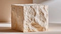 Generative AI Abstract Stone Cube Podium for Product Display in Studio with Neutral Background and Soft Lighting b Royalty Free Stock Photo