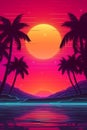 Generative AI Abstract Synthwave Background with-