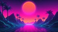 Generative AI Abstract Synthwave Background with-