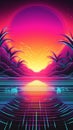 Generative AI Abstract Synthwave Background with- Royalty Free Stock Photo