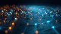 Generative AI Abstract Technology Background with Glowing Nodes Connecting in a Complex Network Visualization busi Royalty Free Stock Photo