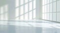 Generative AI Abstract white studio background for product presentation Empty room with shadows of window Display Royalty Free Stock Photo