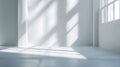 Generative AI Abstract white studio background for product presentation Empty room with shadows of window Display Royalty Free Stock Photo