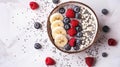 Generative AI Acai coconut bowl concept Detox and healthy breakfast bowl Coconut milk chia seed pudding bowl with