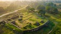 Generative AI Aerial view of Behular Bashor Ghor a famous and touristic archeological site in Bogra Rajshahi Bangl
