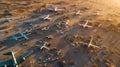 Generative AI Aerial view of DavisMonthan boneyard in desert landscape Arizona USA business concept. Royalty Free Stock Photo