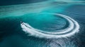 Generative AI Aerial View of a jet ski Vashafaru Haa Alif Atoll Maldives Indian Ocean riding circles business conc