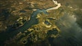Generative AI Aerial view of a nature reserve next to the Wadden Sea in Friesland The Netherlands business concept