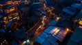 Generative AI aerial view of night scene of Jioufen village Taiwan The colourful scene at night of Jiufen old city