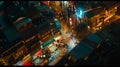 Generative AI aerial view of night scene of Jioufen village Taiwan The colourful scene at night of Jiufen old city