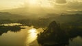 Generative AI Aerial view of Piedra del Penol with mountains in the background Guatape Antioquia Colombia business