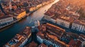 Generative AI Aerial view of Pisa skyline with red rooftops and Arno river Pisa Italy business concept.