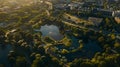 Generative AI Aerial view of Superkilen Park Copenhagen Denmark business concept.