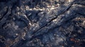 Generative AI Aerial view of the texture of a solidifying lava field closeup business concept. Royalty Free Stock Photo