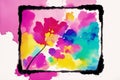 Abstract floral background with different flowers. watercolor painting background. Digital art, Generative AI Royalty Free Stock Photo