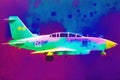 Airplane on colorful watercolor background. Airplane in the sky.Watercolor paint. Digital art, Generative AI Royalty Free Stock Photo