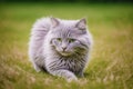 A beautiful grey cat. Whispers of Wisdom. The Grace and Serenity of the Grey Cat. Generative AI