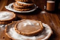 Christmas gingerbread cookies with icing sugar on the background of the Christmas tree. gingerbread man. Generative AI Royalty Free Stock Photo