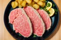 Grilled tuna fillet with grilled vegetables. grilled tuna steak. Hawaiian tuna poke bowl. Generative AI