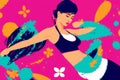 Healthy lifestyle concept. Indoor Energizer, Woman doing Exercise. Generative AI