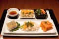 japanese cuisine. sushi and rolls on the table in the restaurant. Generative AI Royalty Free Stock Photo