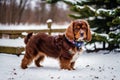 Portrait of a beautiful dog breed American Cocker Spaniel. A beautiful Cavalier King Charles Spaniel dog. Generative AI Royalty Free Stock Photo