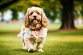 Portrait of a beautiful dog breed American Cocker Spaniel. A beautiful Cavalier King Charles Spaniel dog. Generative AI Royalty Free Stock Photo