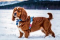 Portrait of a beautiful dog breed American Cocker Spaniel. A beautiful Cavalier King Charles Spaniel dog. Generative AI Royalty Free Stock Photo