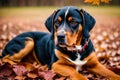 Portrait of a beautiful dog breed American English Coonhound in the park. Generative AI Royalty Free Stock Photo