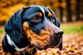 Portrait of a beautiful dog breed American English Coonhound in the park. Generative AI Royalty Free Stock Photo