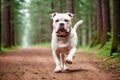 Portrait of a beautiful dog breed English Bulldog. A beautiful American Bulldog dog in the park. Generative AI