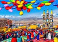 Easter Holiday Scene in Oruro,Oruro,Bolivia.
