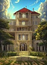 Fictional Mansion in Beirut, Beyrouth, Lebanon. Royalty Free Stock Photo