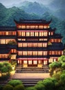Fictional Mansion in Lanxi, Zhejiang, China. Royalty Free Stock Photo