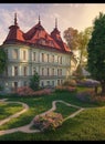 Fictional Mansion in Radom, Mazowieckie, Poland. Royalty Free Stock Photo