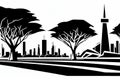 Gaborone, Gaborone, Botswana. Black & White City Logo. Generative AI.