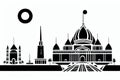 Kota Kinabalu, Sabah, Malaysia. Black & White City Logo. Generative AI.