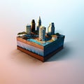 San Diego, California, United States Microcity Model. Generative AI.