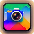 Camera Software App Style Icon. Generative AI. Royalty Free Stock Photo