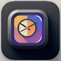Clock, Alarm & Timer Software App Style Icon. Generative AI. Royalty Free Stock Photo