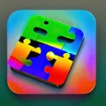 Physics-Puzzle Role-Playing Software App Style Icon. Generative AI.