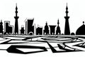 Tabuk, Tab?k, Saudi Arabia. Black & White City Logo. Generative AI.