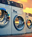 Washing Machines Commercial Business. Generative AI. Royalty Free Stock Photo