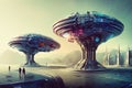 Wenzhou, Zhejiang, China Futuristic Cityscape. Generative AI.