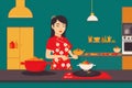 A woman cooking dinner. Culinary Symphony. A Woman\'s Artistry in Cooking Dinner. Copy space. Generative AI