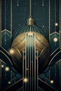 Generative ai. Artdeco Christmas background baubles winter festive background