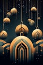 Generative ai. Artdeco Christmas background baubles winter festive background